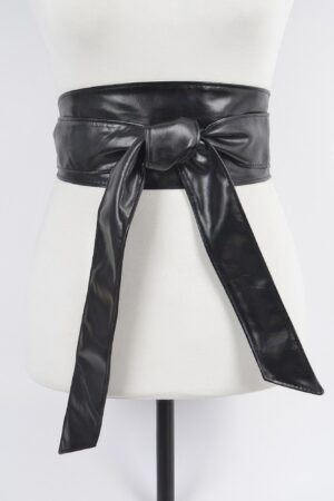 Faux Leather Wrap Belt – Wide 4″ Tie-Up (Polyurethane)