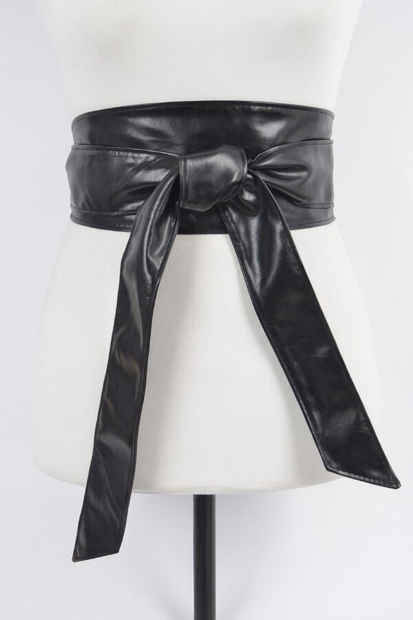 Faux Leather Wrap Belt – Wide 4″ Tie-Up (Polyurethane)