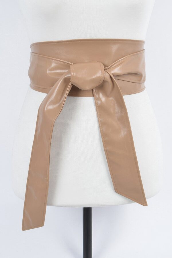 Faux Leather Wrap Belt – Wide 4″ Tie-Up (Polyurethane)