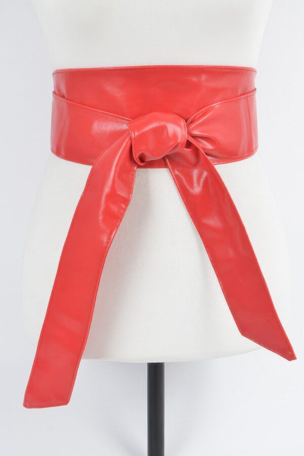 Faux Leather Wrap Belt – Wide 4″ Tie-Up (Polyurethane)