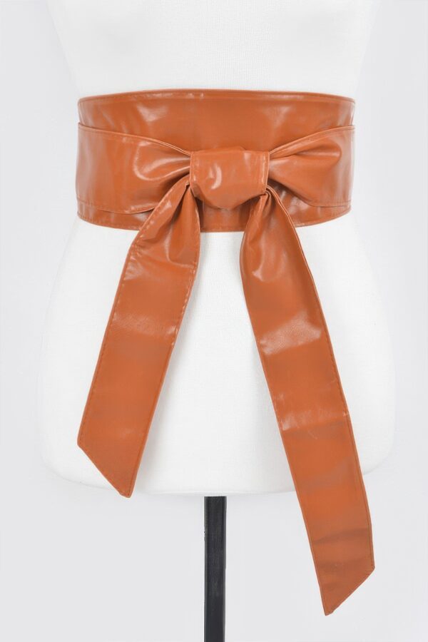 Faux Leather Wrap Belt – Wide 4″ Tie-Up (Polyurethane)
