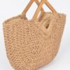 Woven Faux Straw Tote Bag with Wood Handles