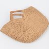 Woven Faux Straw Tote Bag with Wood Handles