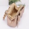 Ribbon-Chain Handle Faux Leather Party Clutch