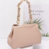 Ribbon-Chain Handle Faux Leather Party Clutch
