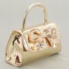 Faux Mirror Leather Top-Handle Bag with Ribbon Bow
