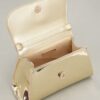 Faux Mirror Leather Top-Handle Bag with Ribbon Bow