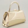 Faux Mirror Leather Top-Handle Bag with Ribbon Bow