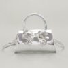Faux Mirror Leather Top-Handle Bag with Ribbon Bow