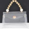 Transparent CCB Handle Flap Clutch with Pearl Accents