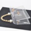 Transparent CCB Handle Flap Clutch with Pearl Accents