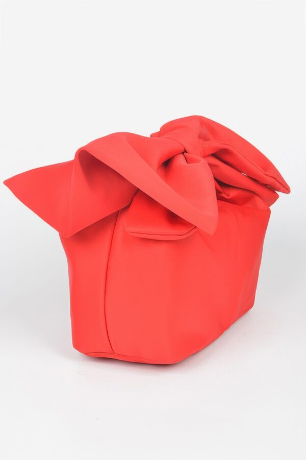 Nylon Bow-Handle Clutch Bag with Statement Bow