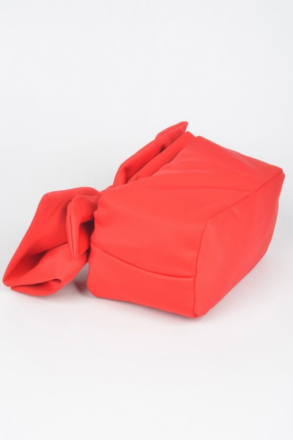 Nylon Bow-Handle Clutch Bag with Statement Bow