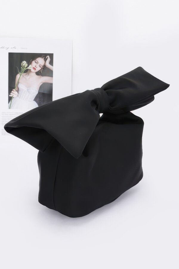 Nylon Bow-Handle Clutch Bag with Statement Bow