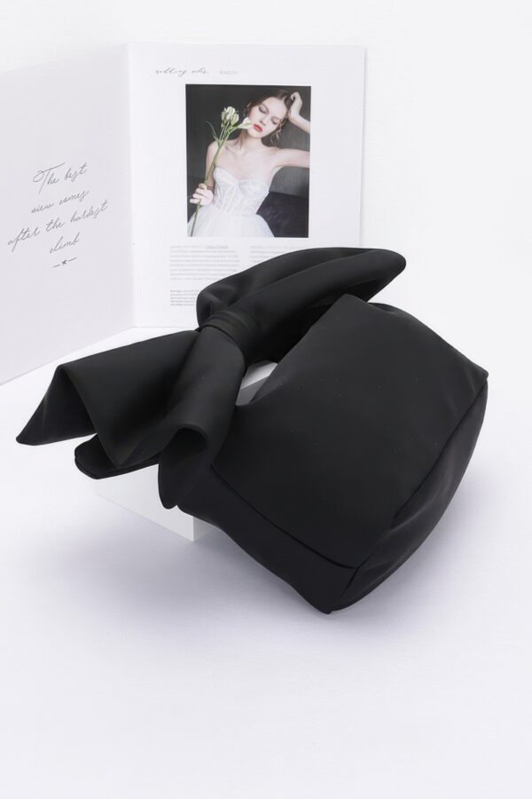 Nylon Bow-Handle Clutch Bag with Statement Bow