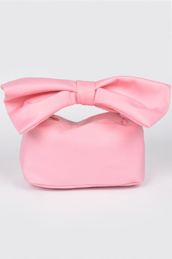 Nylon Bow-Handle Clutch Bag with Statement Bow