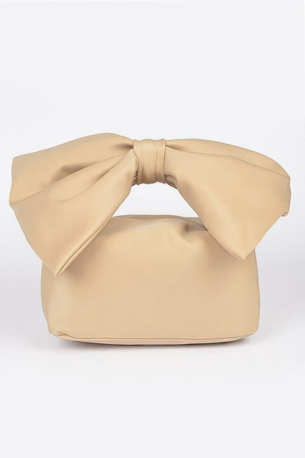 Nylon Bow-Handle Clutch Bag with Statement Bow