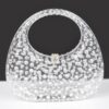 Clear Acrylic Rhinestone Clutch with Mixed Metal Accents