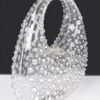 Clear Acrylic Rhinestone Clutch with Mixed Metal Accents