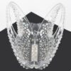 Clear Acrylic Rhinestone Clutch with Mixed Metal Accents