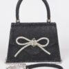 Rhinestone Ribbon Top Handle Evening Bag