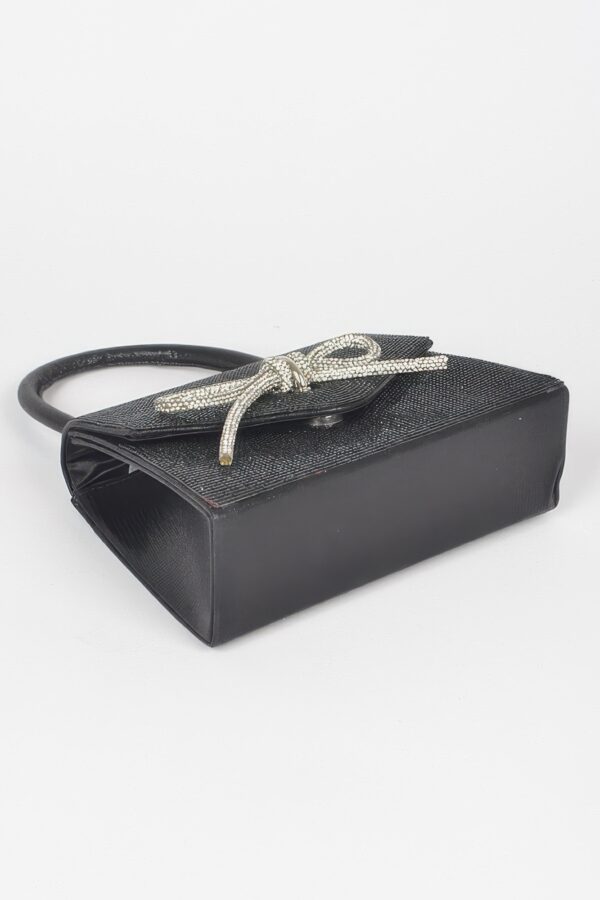 Rhinestone Ribbon Top Handle Evening Bag