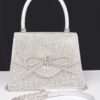 Rhinestone Ribbon Top Handle Evening Bag