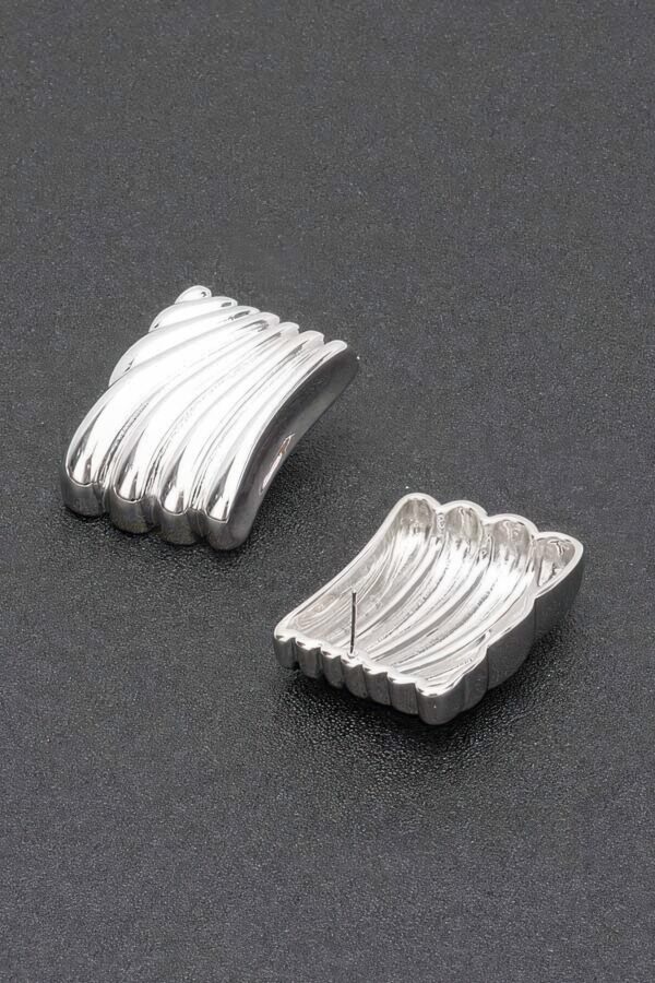 Gold-Plated Sculptural Wavy Earrings with Sterling Posts