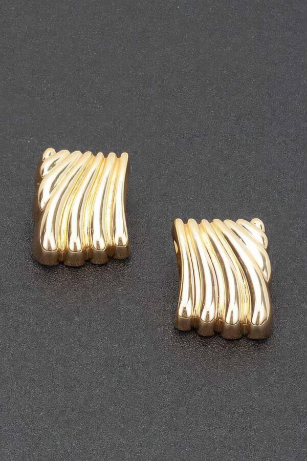 Gold-Plated Sculptural Wavy Earrings with Sterling Posts