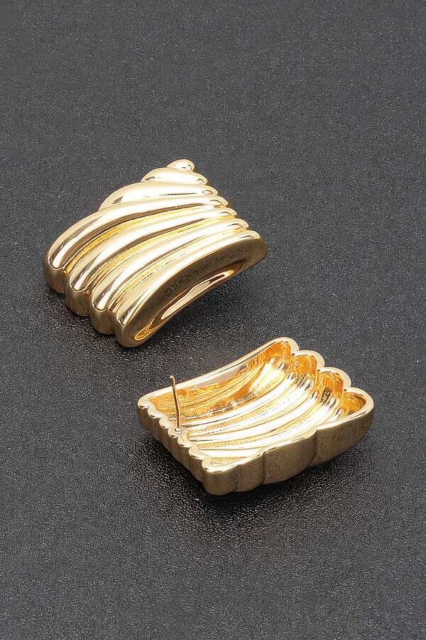 Gold-Plated Sculptural Wavy Earrings with Sterling Posts