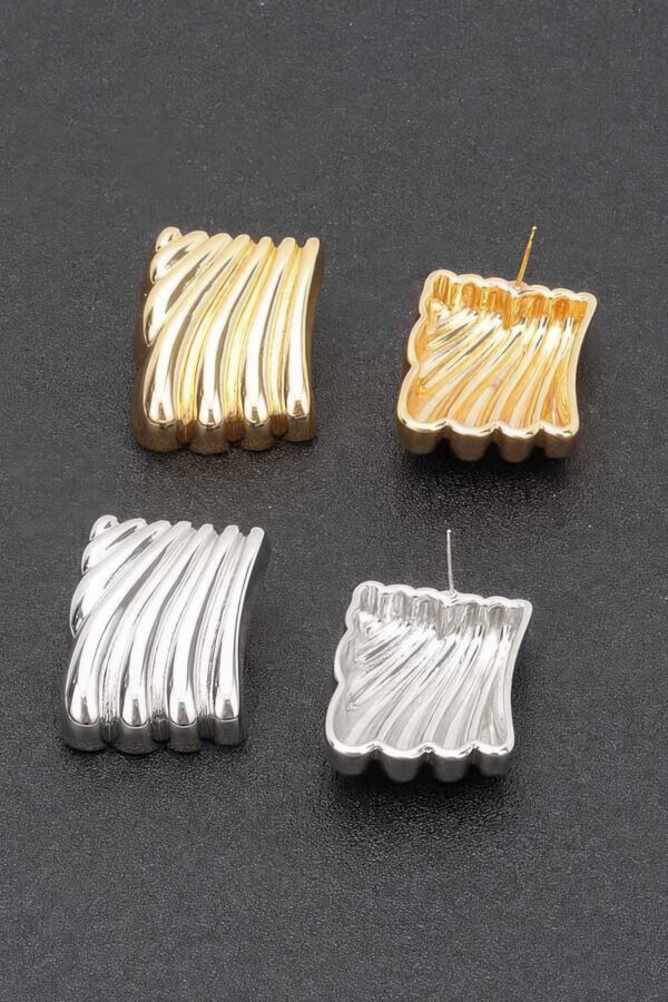 Gold-Plated Sculptural Wavy Earrings with Sterling Posts