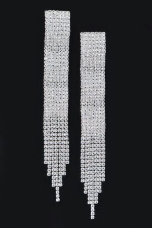 Rhinestone Fringe Drop Earrings – Cascading Sparkle