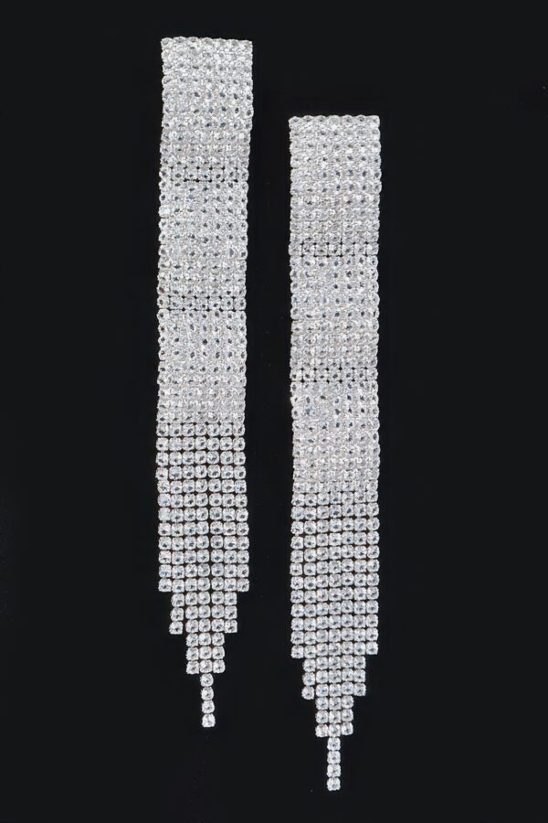 Rhinestone Fringe Drop Earrings – Cascading Sparkle