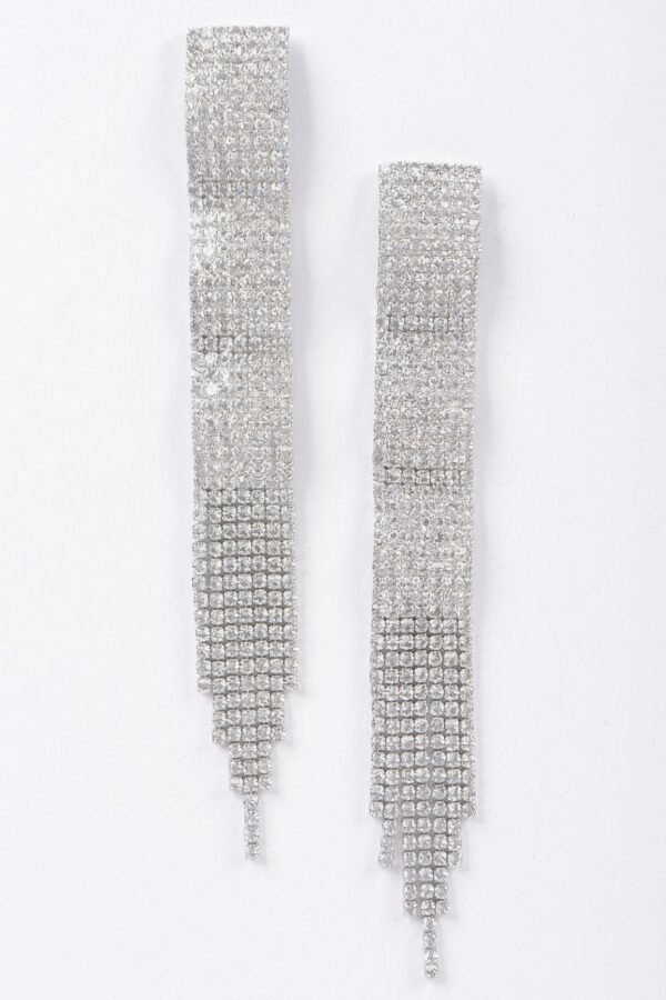 Rhinestone Fringe Drop Earrings – Cascading Sparkle