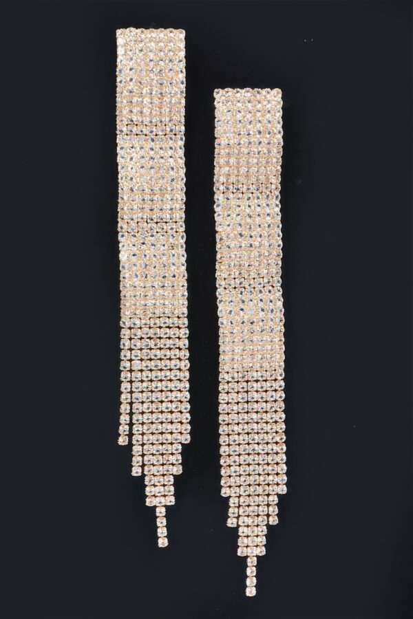 Rhinestone Fringe Drop Earrings – Cascading Sparkle
