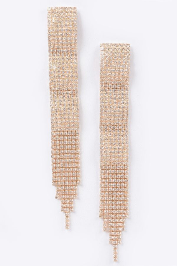 Rhinestone Fringe Drop Earrings – Cascading Sparkle