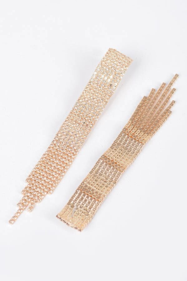 Rhinestone Fringe Drop Earrings – Cascading Sparkle