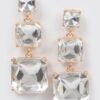 Rhinestone Dangle Earrings – Square-Cut Crystal Drop