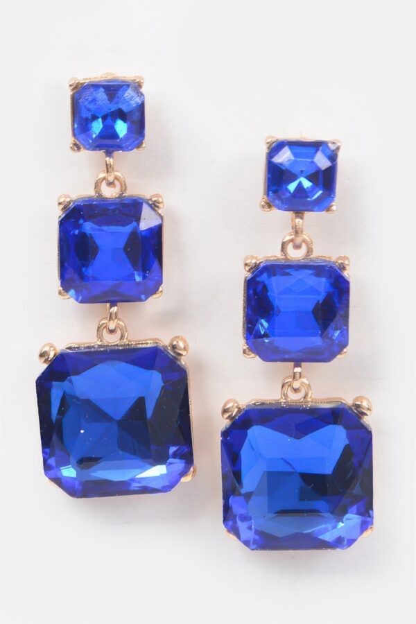 Rhinestone Dangle Earrings – Square-Cut Crystal Drop