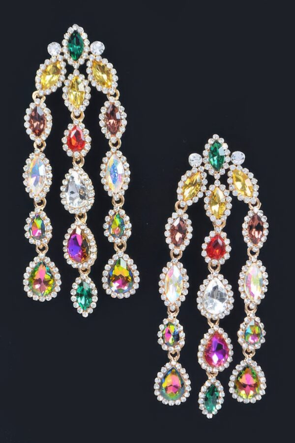 Rhinestone Fringe Earrings – Elongated Sparkle Drop