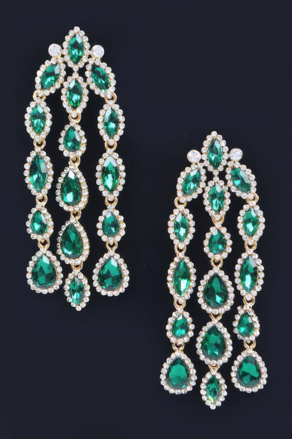 Rhinestone Fringe Earrings – Elongated Sparkle Drop