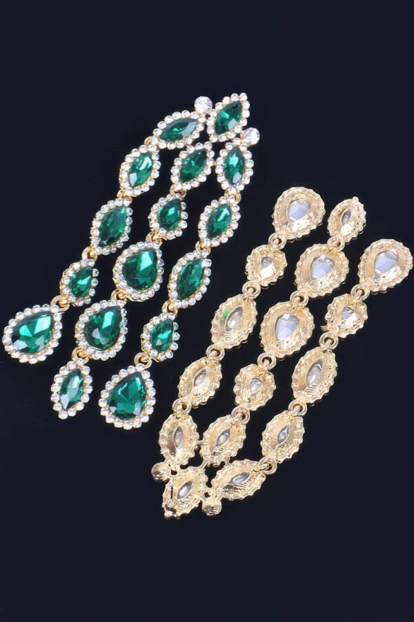 Rhinestone Fringe Earrings – Elongated Sparkle Drop