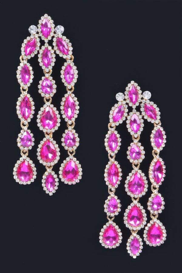 Rhinestone Fringe Earrings – Elongated Sparkle Drop