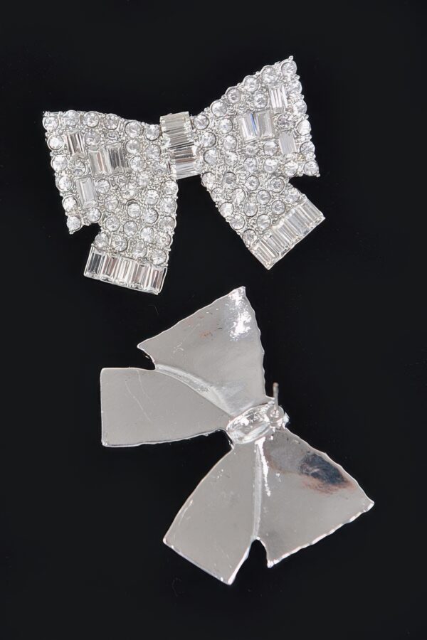 Ribbon Bow Rhinestone Earrings – Polished Sparkle
