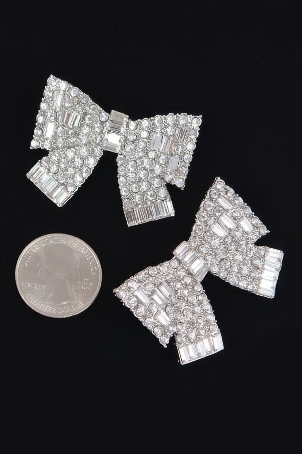 Ribbon Bow Rhinestone Earrings – Polished Sparkle
