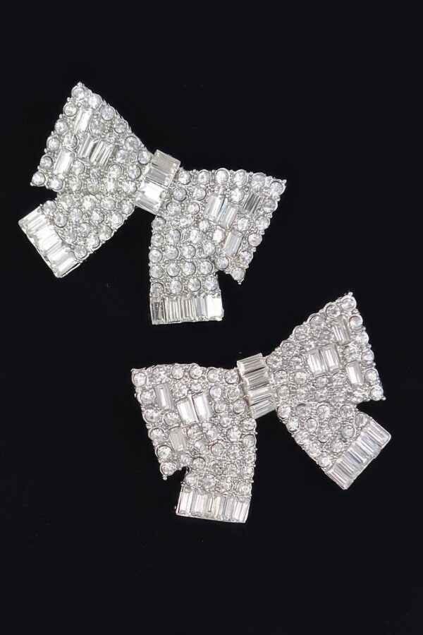 Ribbon Bow Rhinestone Earrings – Polished Sparkle