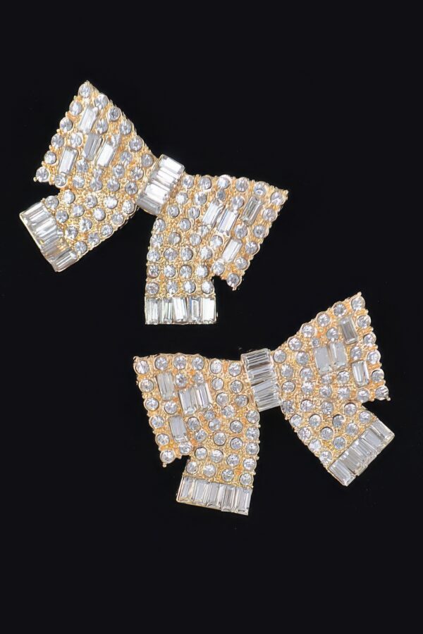 Ribbon Bow Rhinestone Earrings – Polished Sparkle