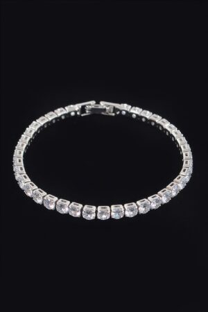 Slim Cubic Zirconia Bracelet – Polished Metal