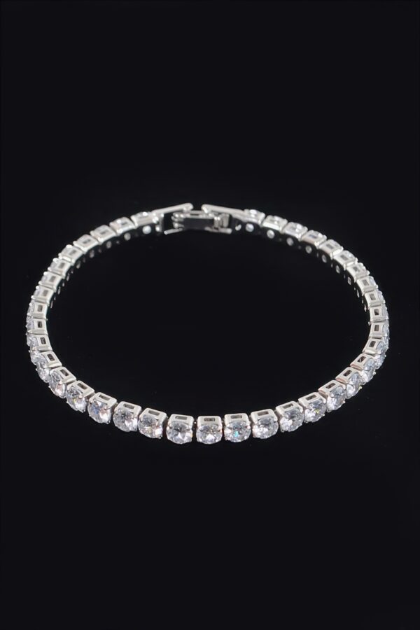 Slim Cubic Zirconia Bracelet – Polished Metal
