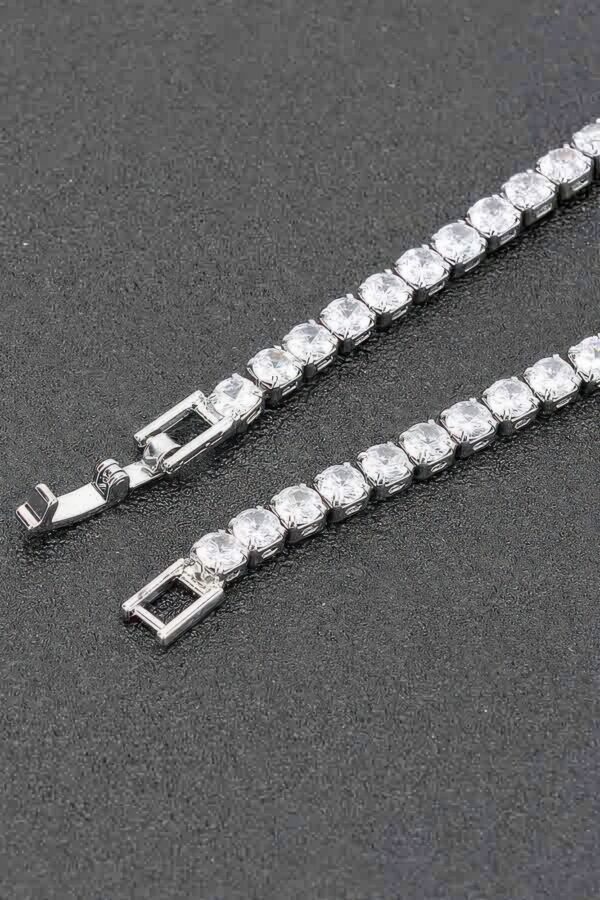 Slim Cubic Zirconia Bracelet – Polished Metal